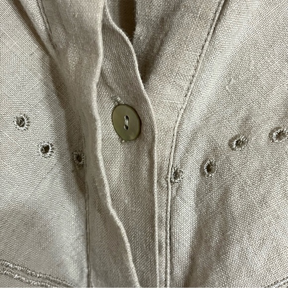 Richard Malcolm Woman’s 1X 100% Irish Linen‎ Eyelet Detail Button Up Cream Tunic - Picture 6 of 11